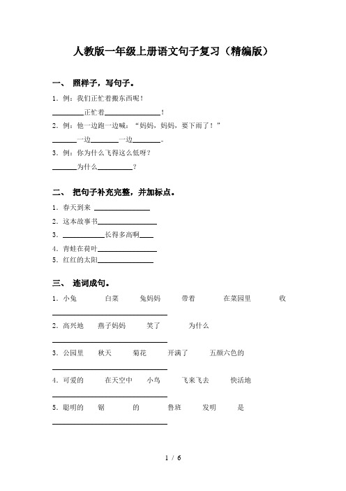 人教版一年级上册语文句子复习(精编版)