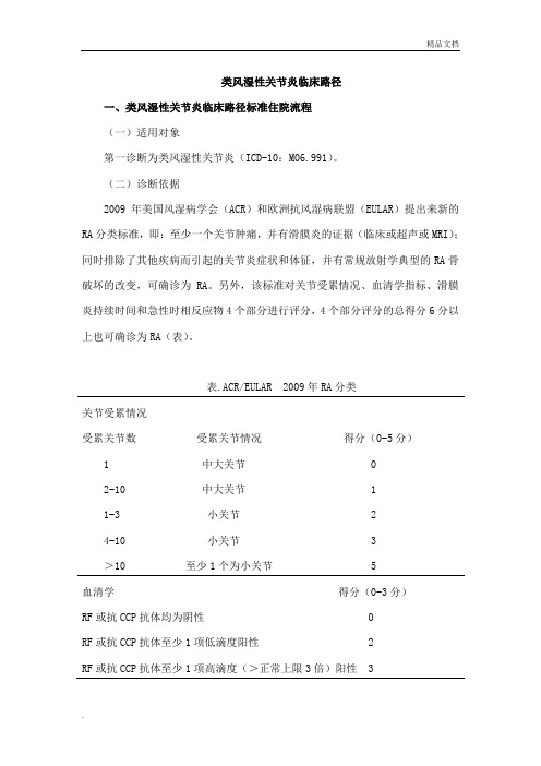 风湿性关节炎临床路径