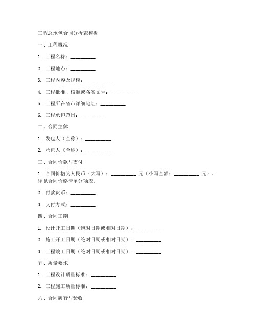 工程总承包合同分析表模板