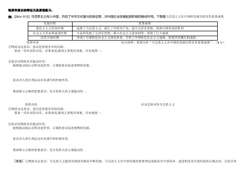 2018高考一轮复习必修四物质和意识的辩证关系原理课堂变式练习