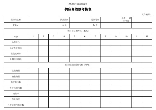 供应商绩效考核表