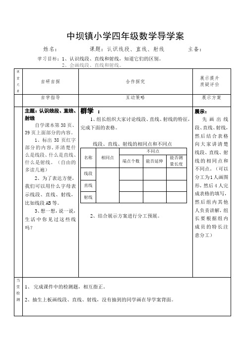 认识线段、直线、射线