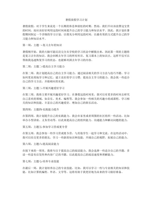 暑假放假学习计划