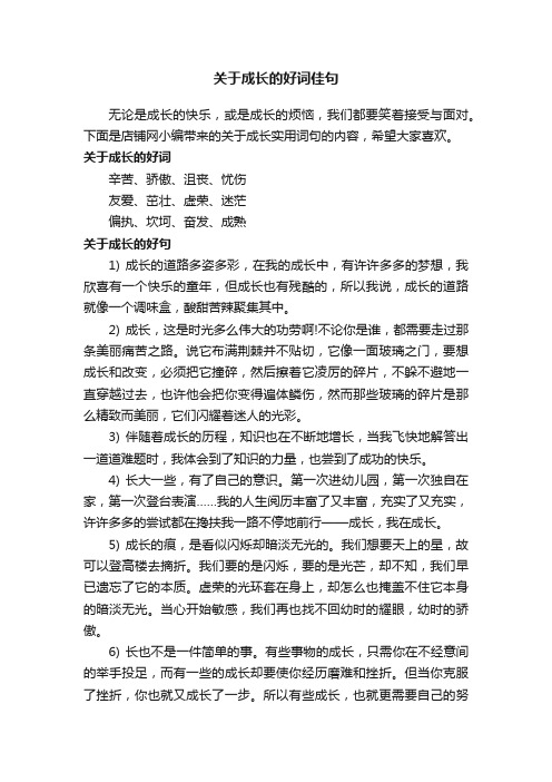 关于成长的好词佳句