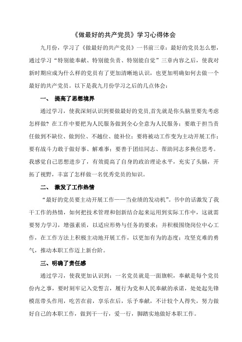做最好的党员心得体会