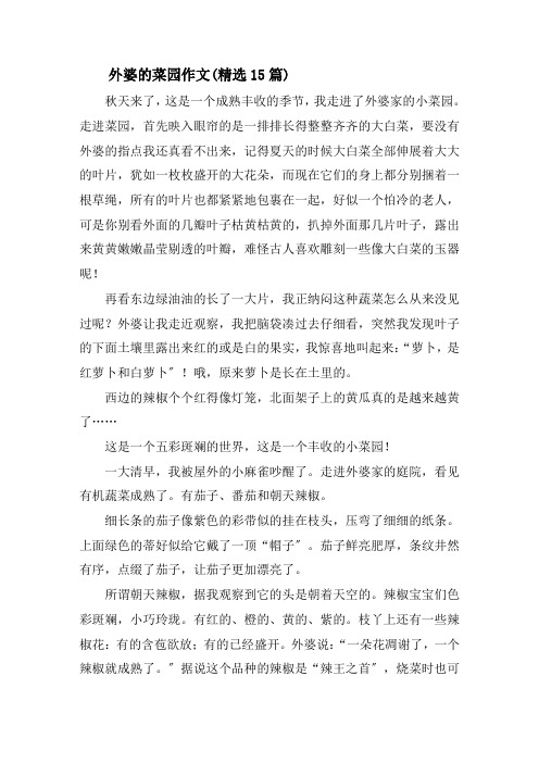外婆的菜园作文(精选15篇)精选