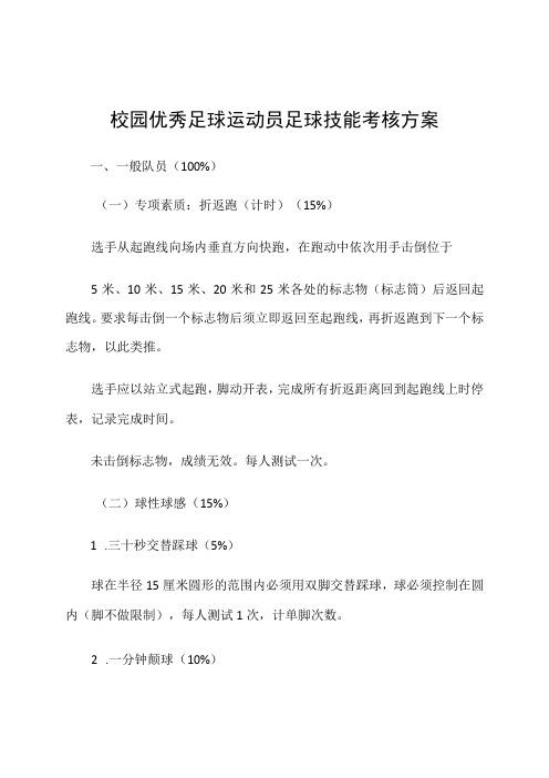 校园优秀足球运动员足球技能考核方案