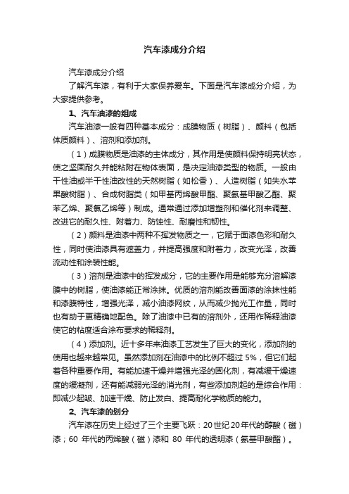 汽车漆成分介绍