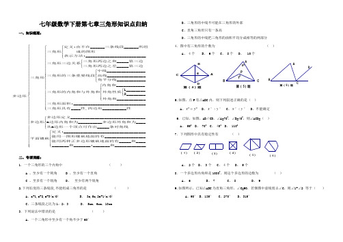 新人教版七年级数学下册第七章三角形知识点归纳