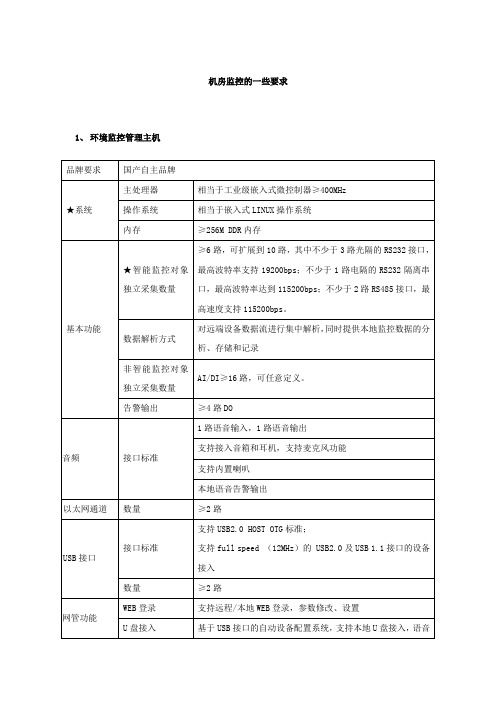 机房环境监控设备参数