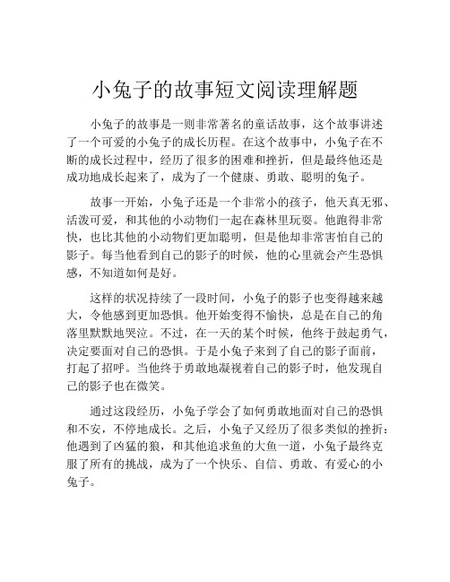 小兔子的故事短文阅读理解题