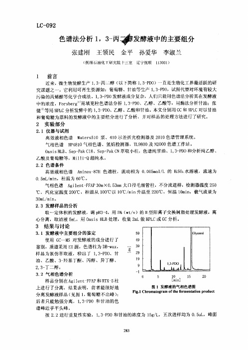 色谱法分析1,3-丙二醇发酵液中的主要组分