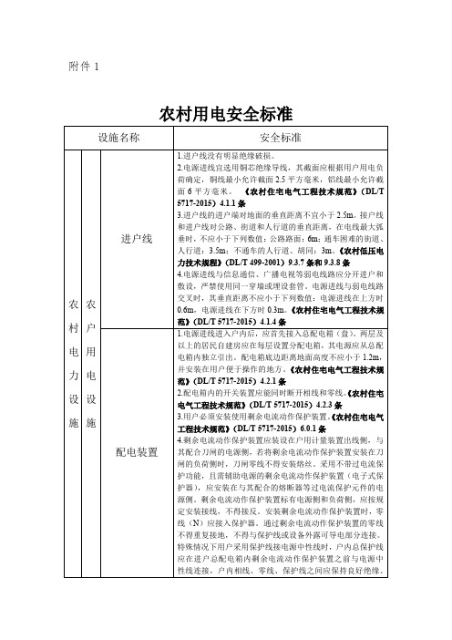 农村用电安全标准