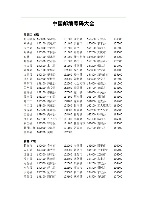 中国邮编号码大全剖析