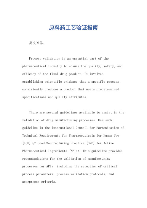 原料药工艺验证指南