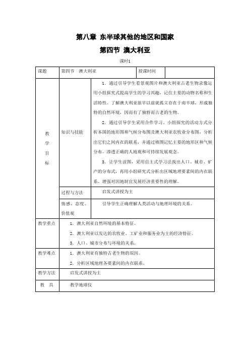 教学设计10：8.4 澳大利亚（课时1）