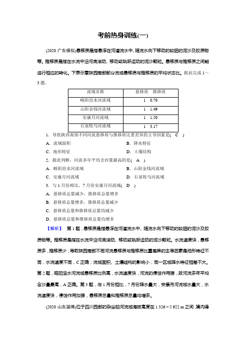 高考二轮地理人教版训练考前热身训练1