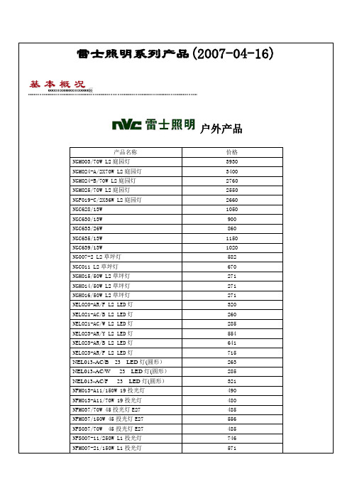 雷士照明系列产品