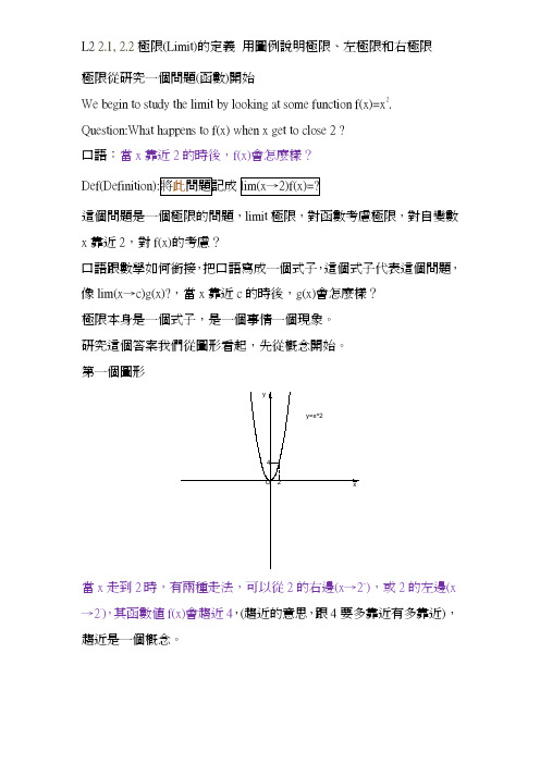 L22122极限Limit的定义用图例说明极限左极限和右极限极限从