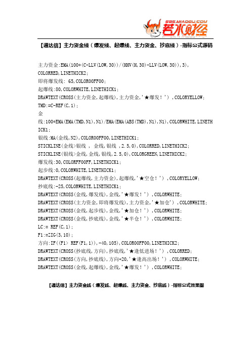 【股票指标公式下载】-【通达信】主力资金线(爆发线、起爆线、主力资金、抄底线)