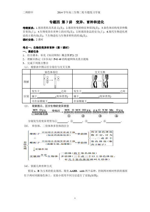 变异、育种和进化专题复习(03.04)