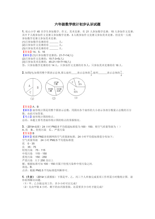 六年级数学统计初步认识试题
