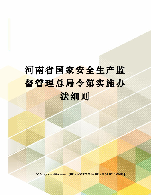 河南省国家安全生产监督管理总局令第实施办法细则完整版