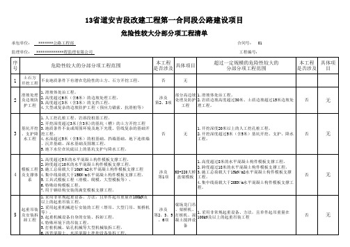 危险性较大分部分项工程清单