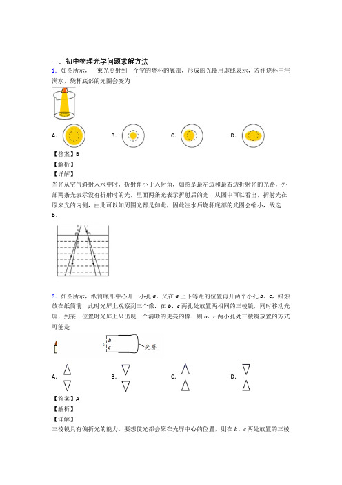 中考物理易错题精选-光学问题求解方法练习题附详细答案