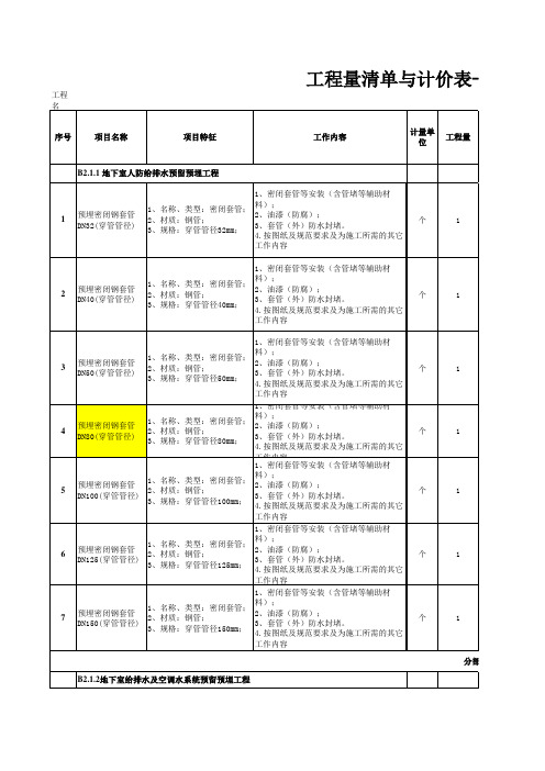 招标清单样本(完整版、含安装、基础、主体)