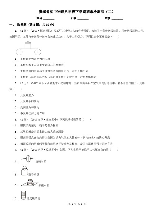 青海省初中物理八年级下学期期末检测卷(二)