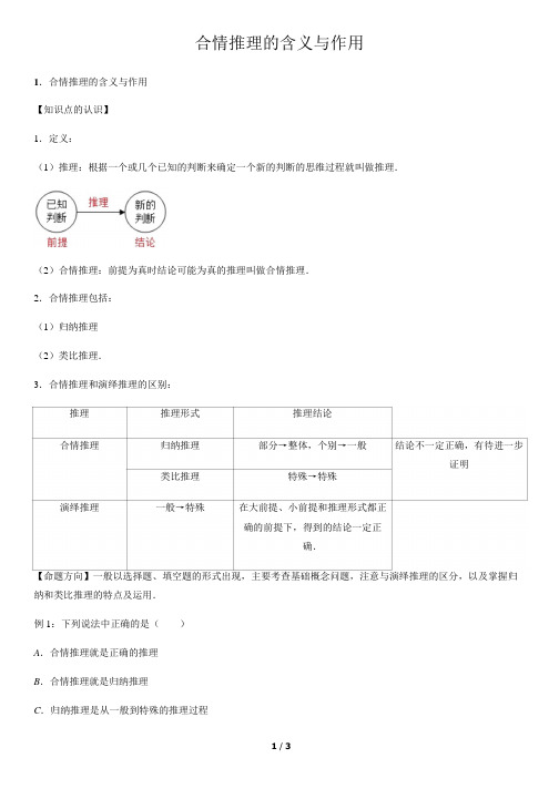 合情推理的含义与作用-高中数学知识点讲解