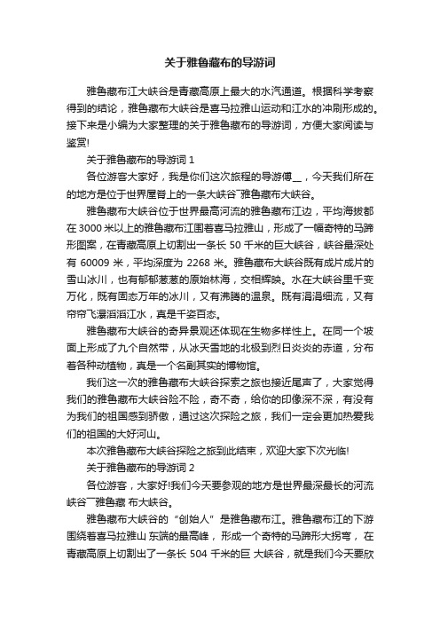 关于雅鲁藏布的导游词