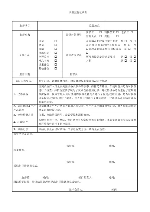 质量监督记录表