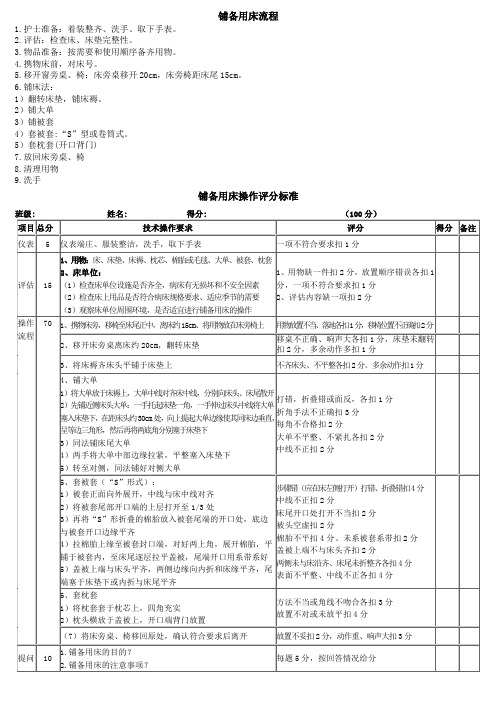 备用铺备用床流程2