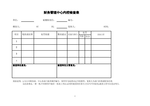 财务管理中心内控检查表