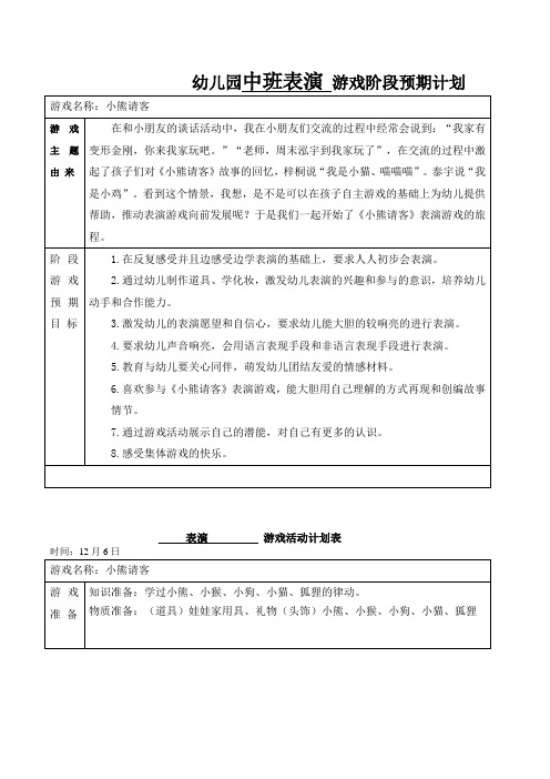 幼儿园中班表演游戏《小熊请客》