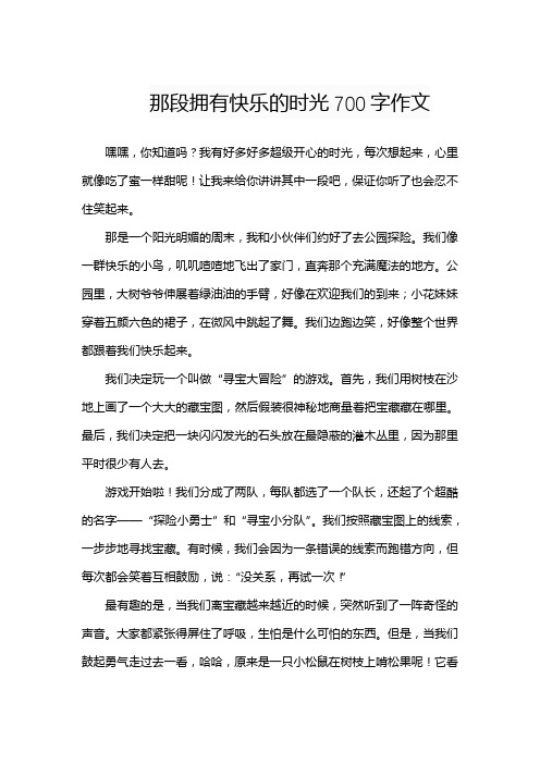 那段拥有快乐的时光700字作文