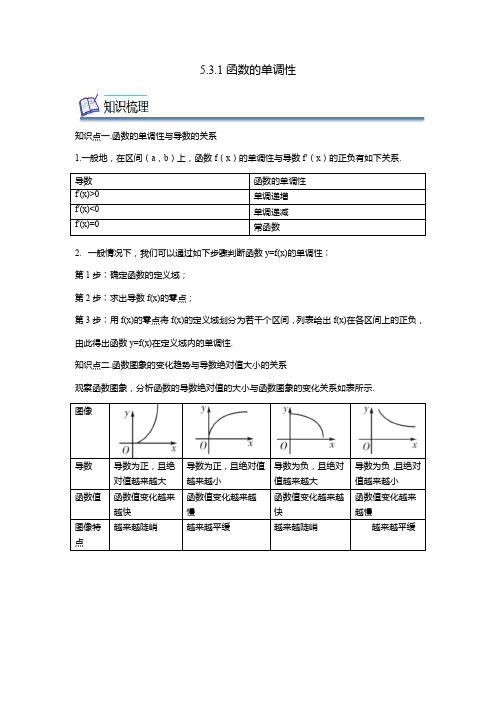 5.3.1函数的单调性(解析版)