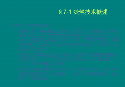 固体废物的焚烧 同济大学环境科学与工程学院考研资料水污染控制工程固体废物处理与处置 教学