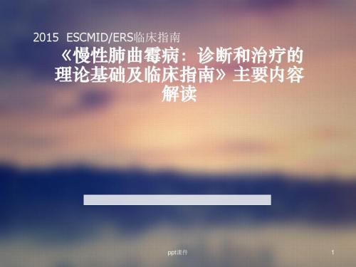 慢性肺曲霉病：诊断和治疗的理论基础及临床指南》主要内容解读 ppt课件  ppt课件