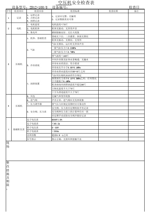 空压机检查表