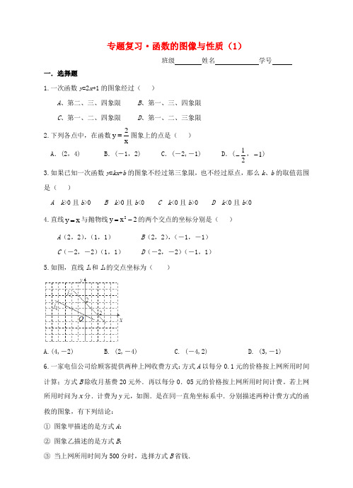 中考数学一轮复习专题练习5函数的图像与性质(1)浙教版