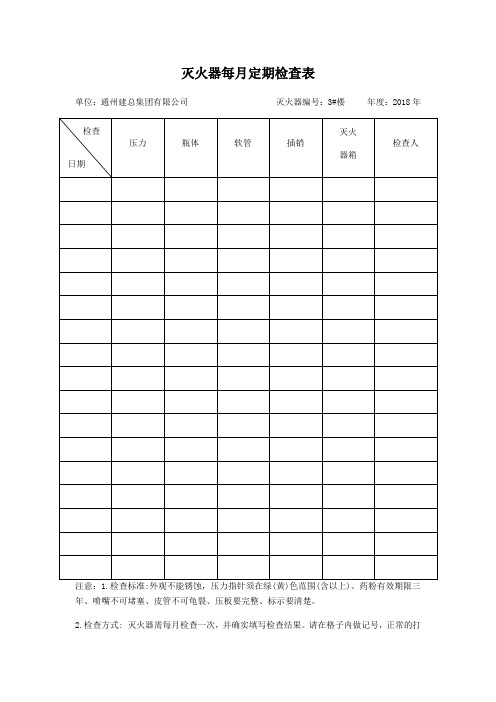 灭火器定期检查记录表