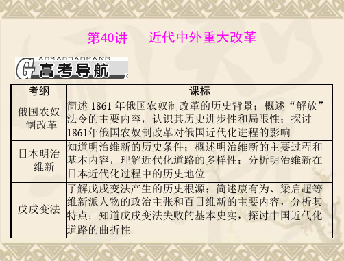 《南方新课堂·高考总复习》历史一轮复习课件选修一 第40讲 近代中外重大改革(共45张PPT)