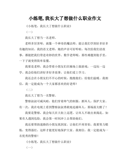 小练笔,我长大了想做什么职业作文