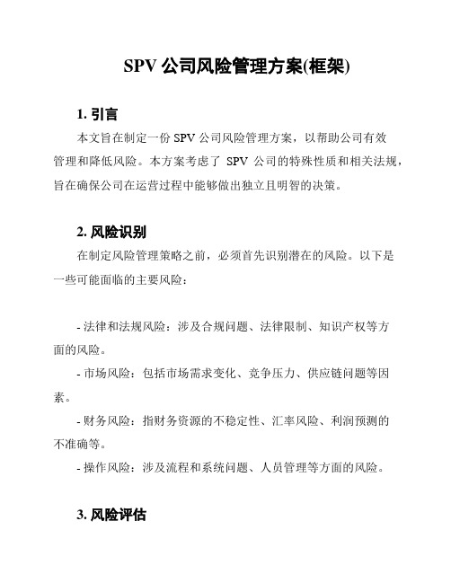 SPV公司风险管理方案(框架)