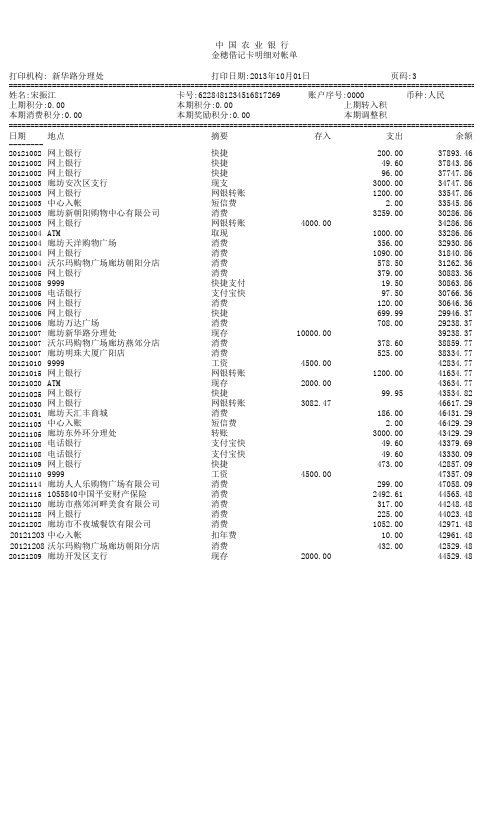 廊坊--农行银行流水2