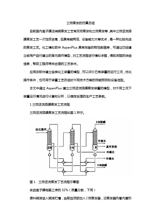 三效蒸发的仿真总结