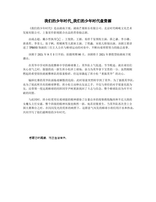 我们的少年时代_我们的少年时代盘资源